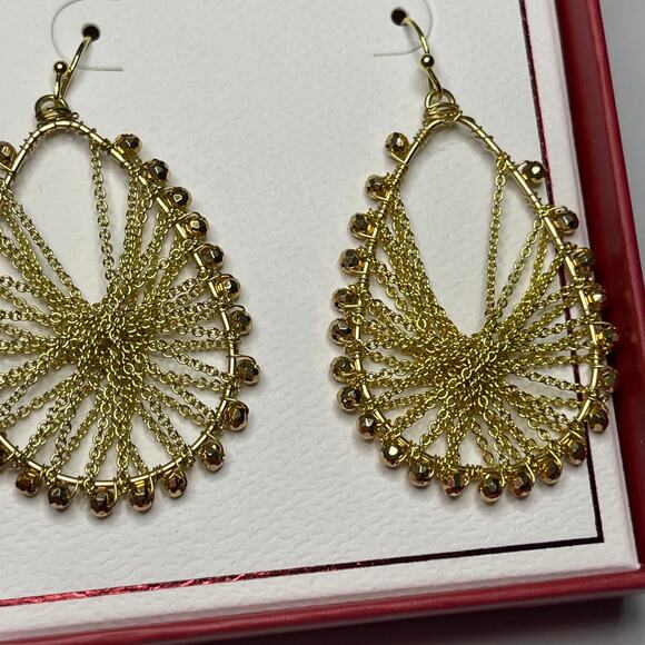 Denis & Charles RUSH earrings gold tone pierced drop dangle costume jewelry - Picture 5 of 11